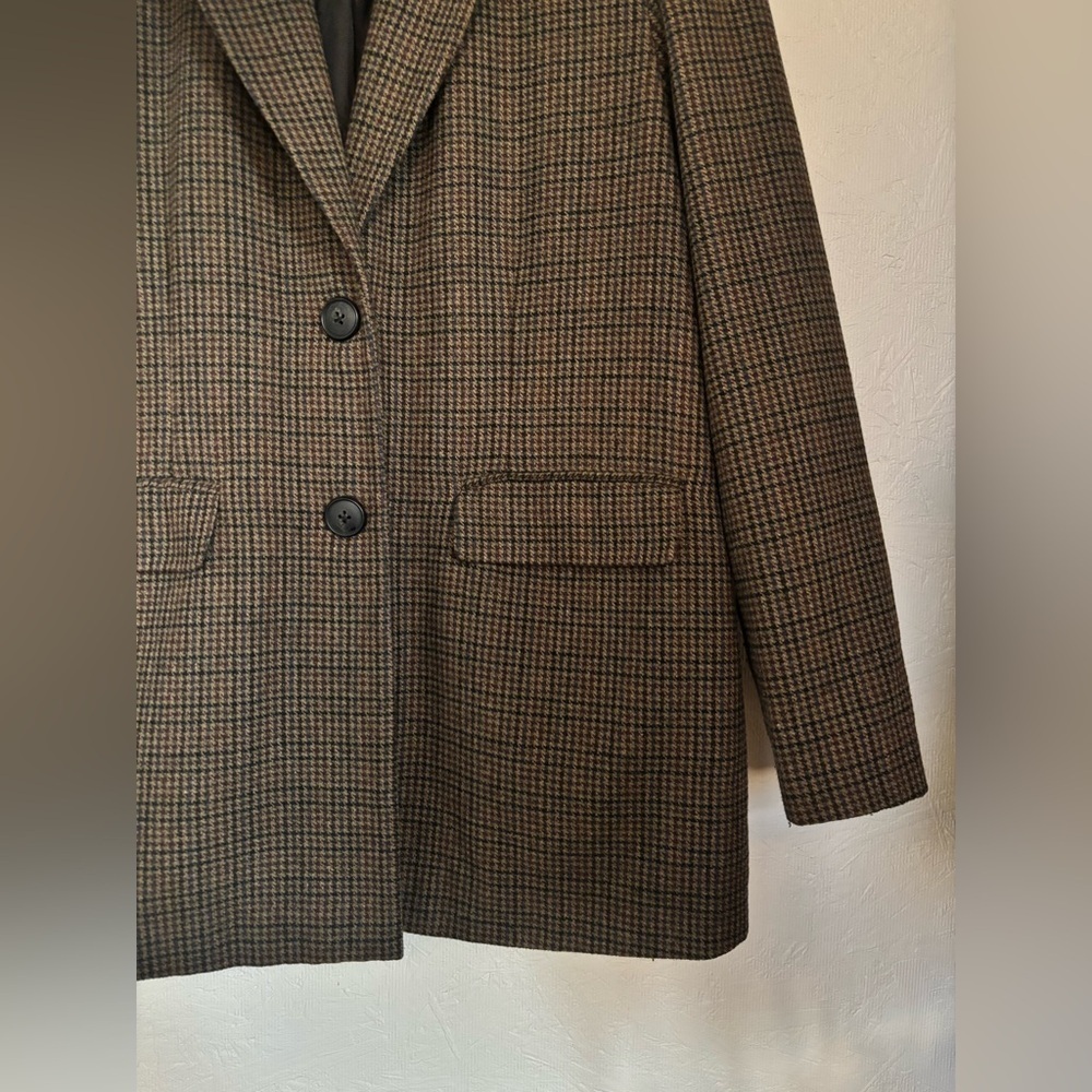 Vero Moda Houndstooth Grey Black Brown Recycled Wool Blend Knit Blazer Jacket - Picture 7 of 12